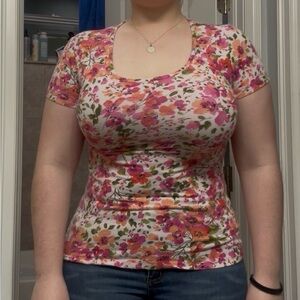 🌸FLORAL🌸 Jones New York Multicolor Floral Short Sleeve Top
